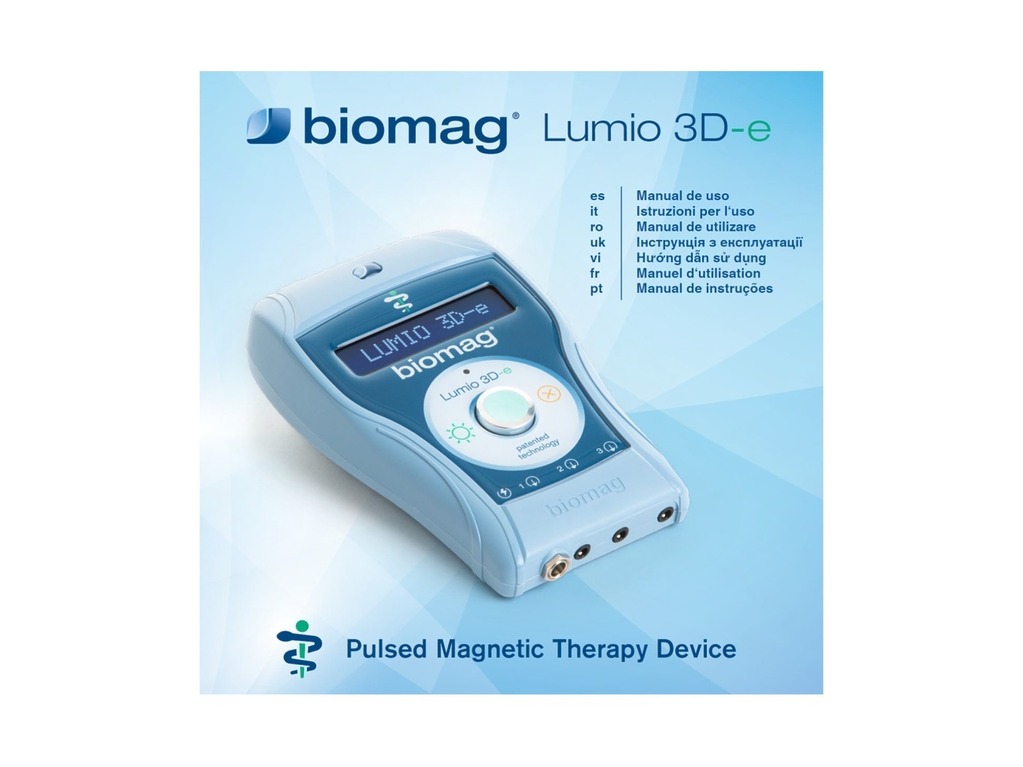 Manual de uso de la magnetoterapia Lumio 3D-e - vista previa